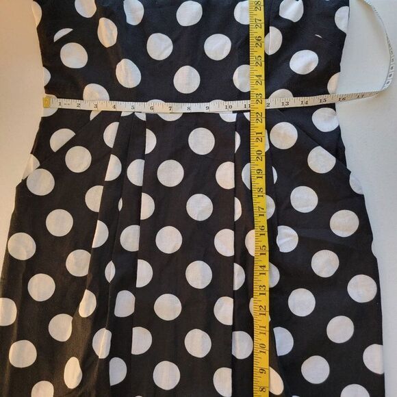 Modcoth Fever London Linen Sleeveless Midi Dress Womens 8 Polka Dot Black White - Picture 12 of 13